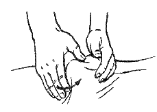 Движения каждой руки выполняются в противоположных направлениях, руки следует постепенно перемещать по всему участку массируемой поверхности