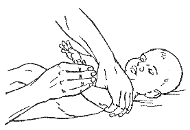Для выполнения этой процедуры нужно взять кисть ребенка большим и указательным пальцами и растирать ее активными круговыми движениями